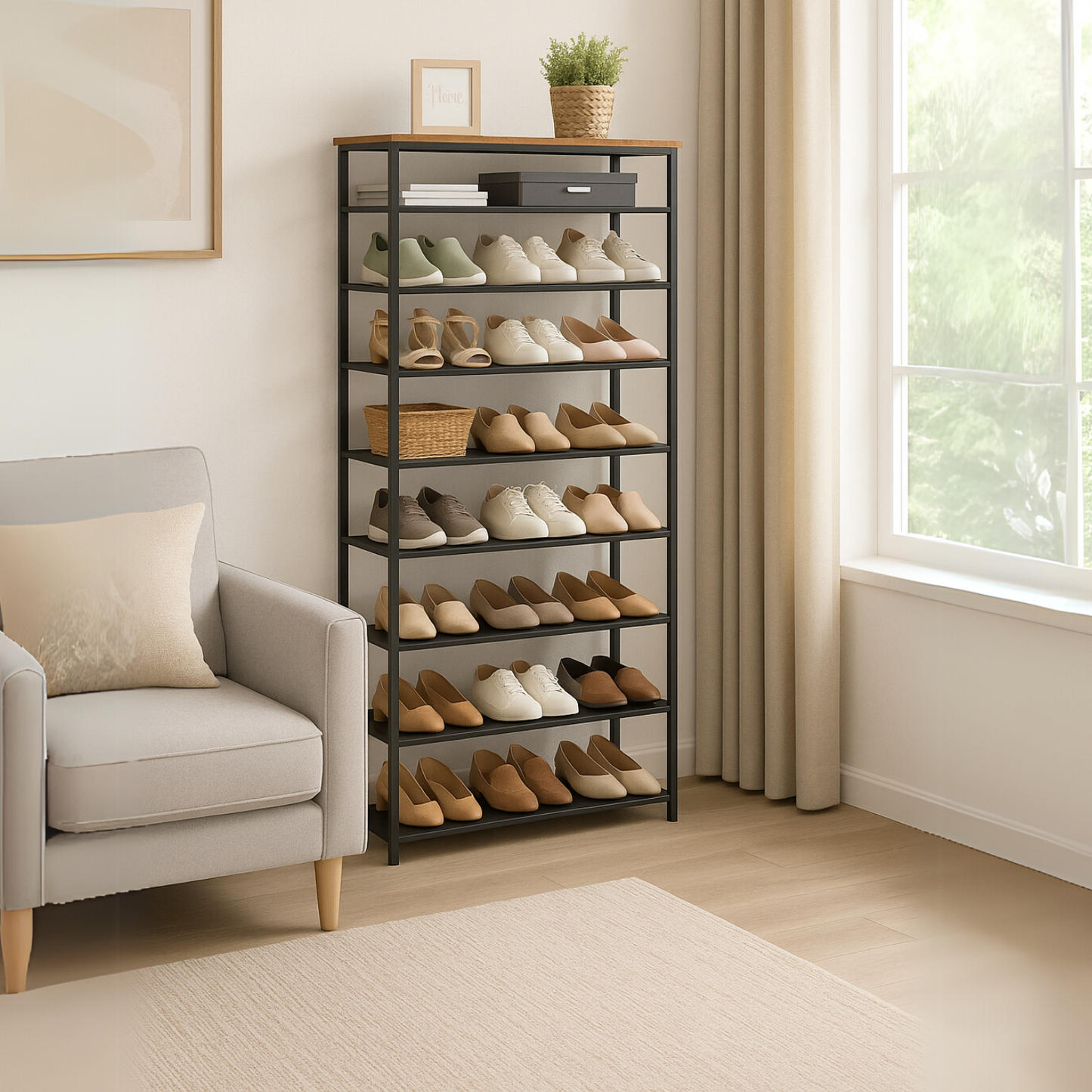 rustic industrial 10 tier shoe rack - shoe storage