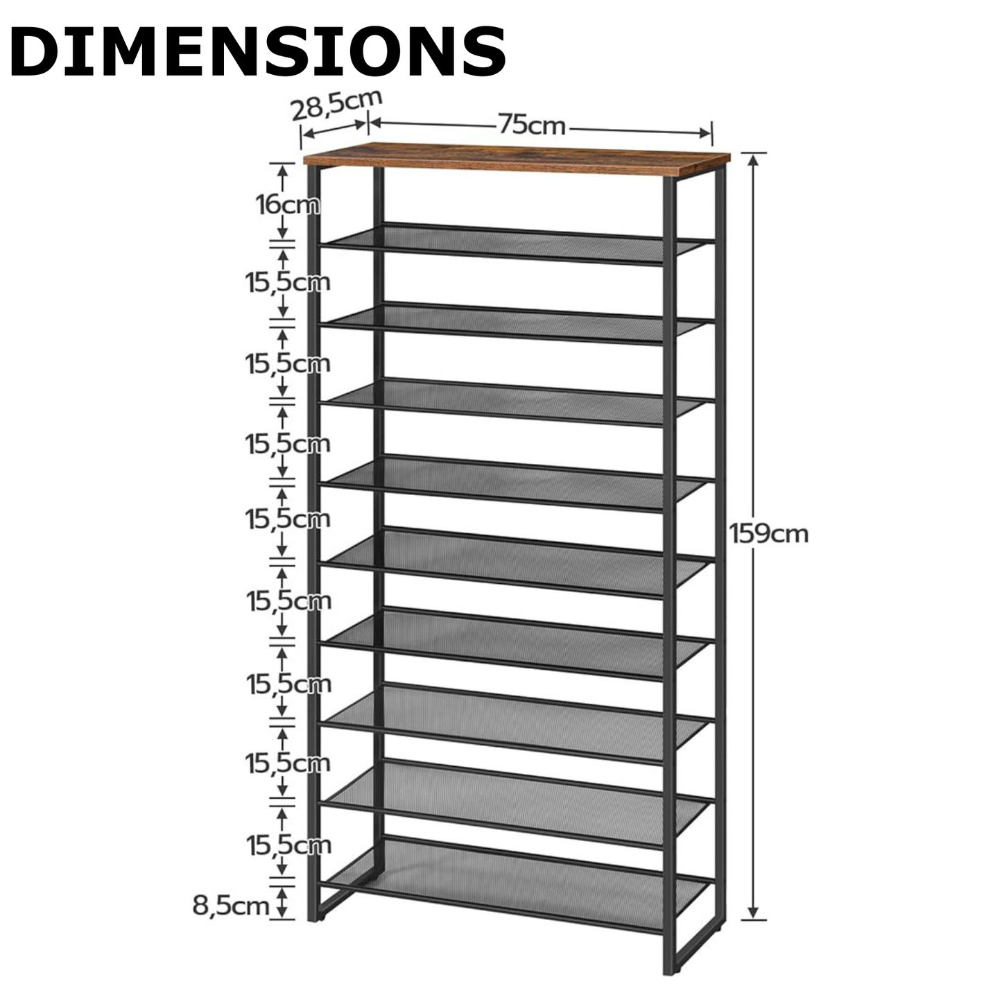 rustic industrial 10 tier shoe rack - shoe storage
