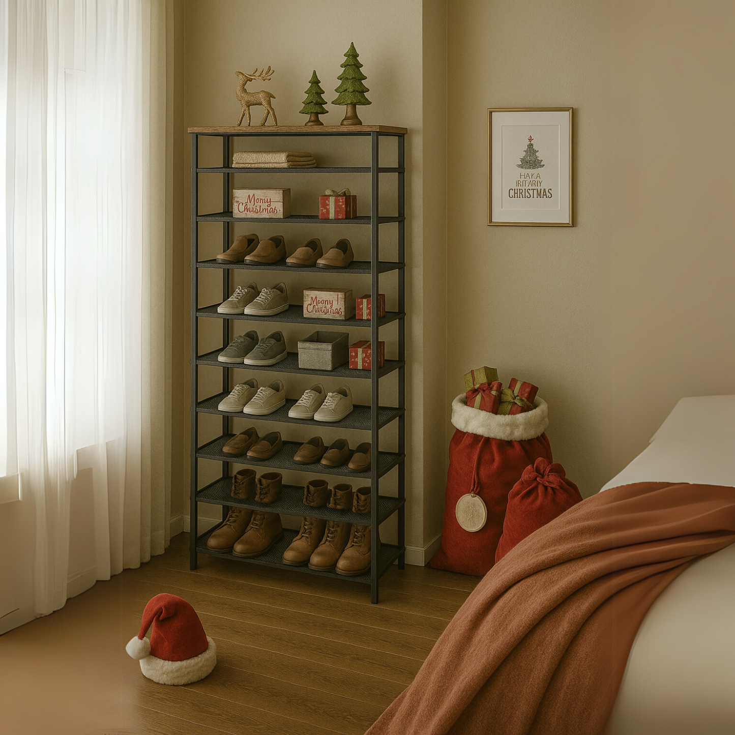 rustic industrial 10 tier shoe rack - shoe storage