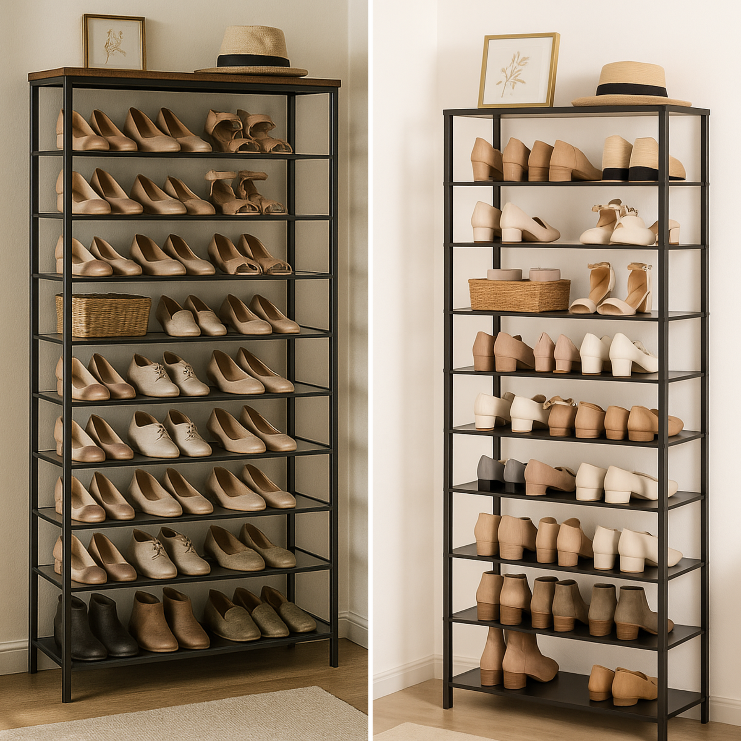 rustic industrial 10 tier shoe rack - shoe storage