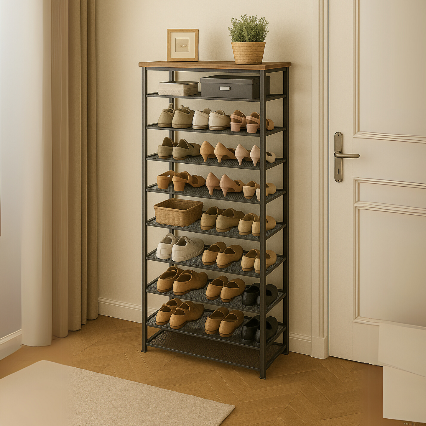 rustic industrial 10 tier shoe rack - shoe storage