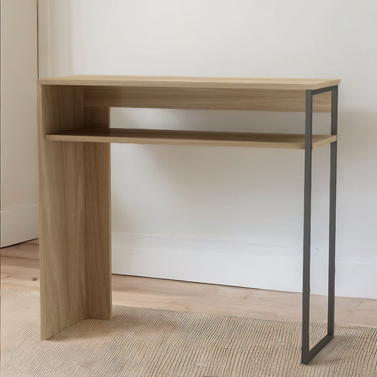 2 Tier Hallway Console Table With Steel Frame Oak