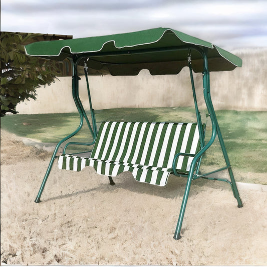 3 Seater Garden Swinging Chair With Cushioned Seats Green
