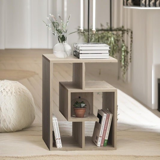 3 Tier Side Table With Open Shelves Oak