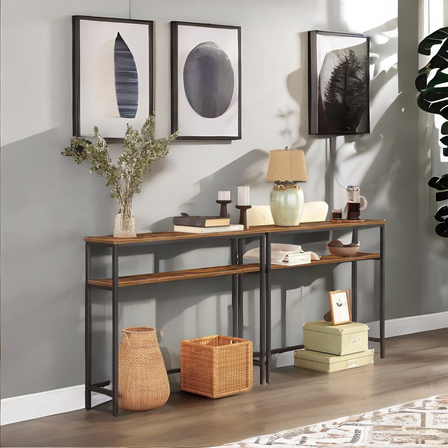 console table with 2 shelves