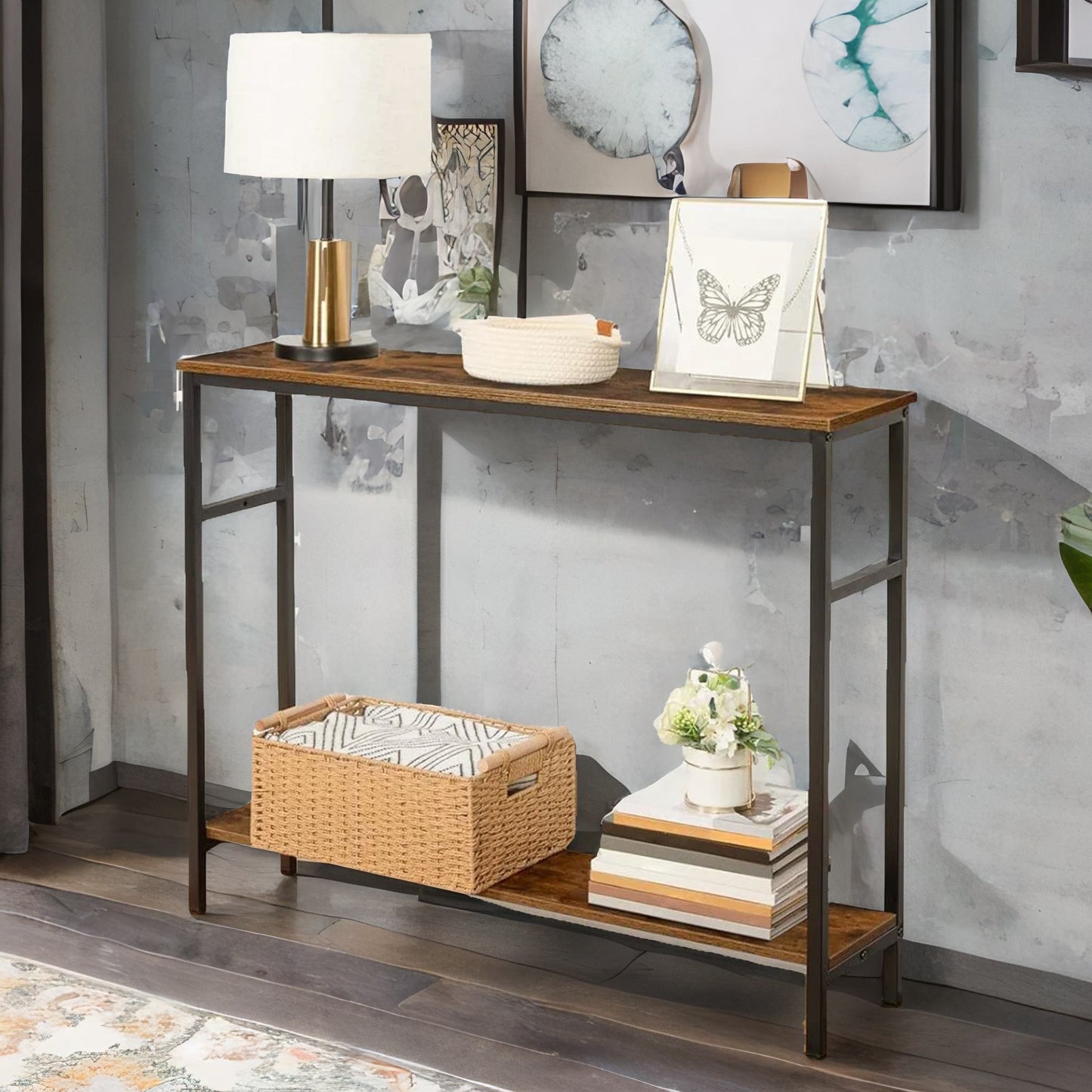 console table with 2 shelves