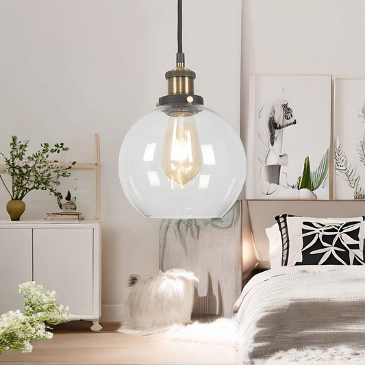 Industrial Antique Brass Effect Glass Globe Light Shade