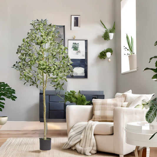 Artificial 152CM/5FT Tall Decorative Olive Plant Green