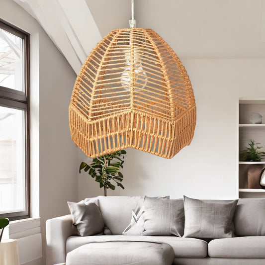 Bamboo 30CM Wicker Boho Rattan Ceiling Light Pendant Shade Natural Brown