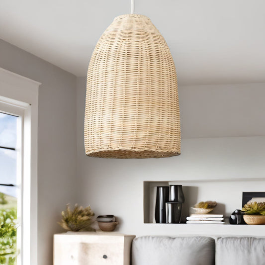 Bamboo Wicker Boho Rattan Ceiling Light Pendant Shade Natural Brown