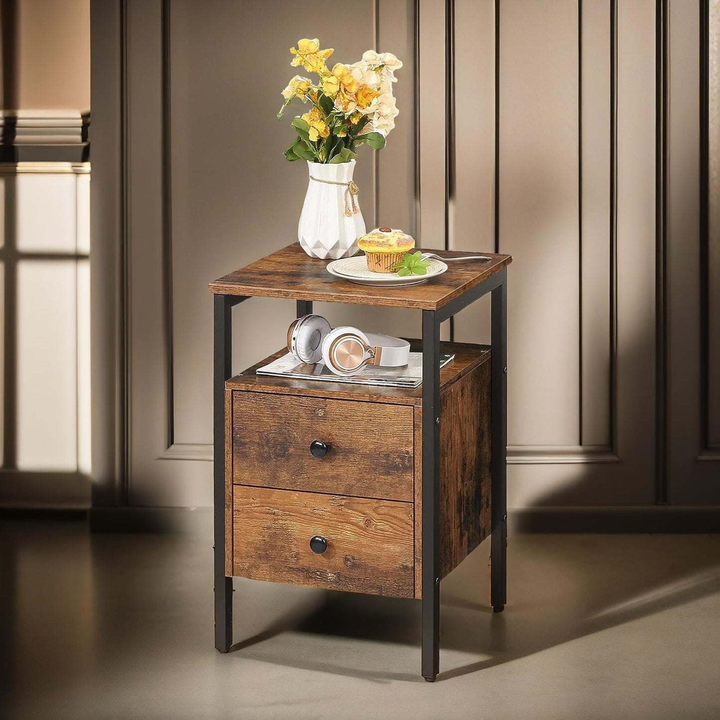bedside table with 2 drawers