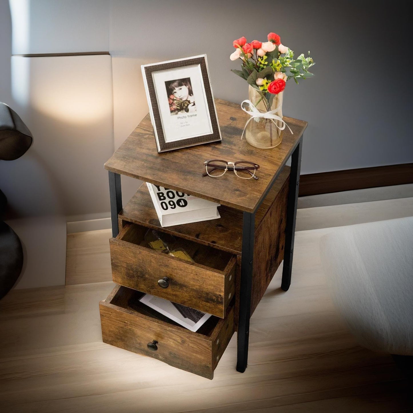 bedside table with 2 drawers