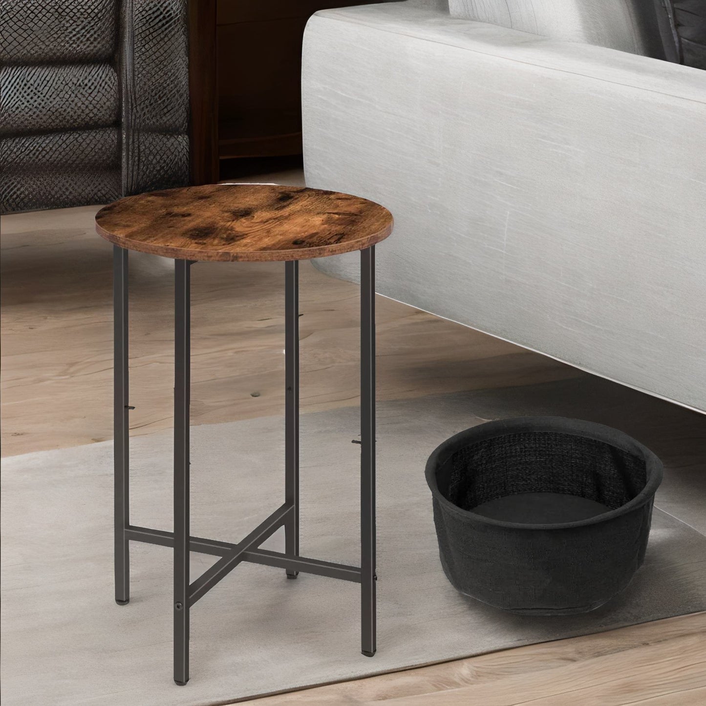 bedside lamp table with removable and washable storage basket - rafaelo mobilia