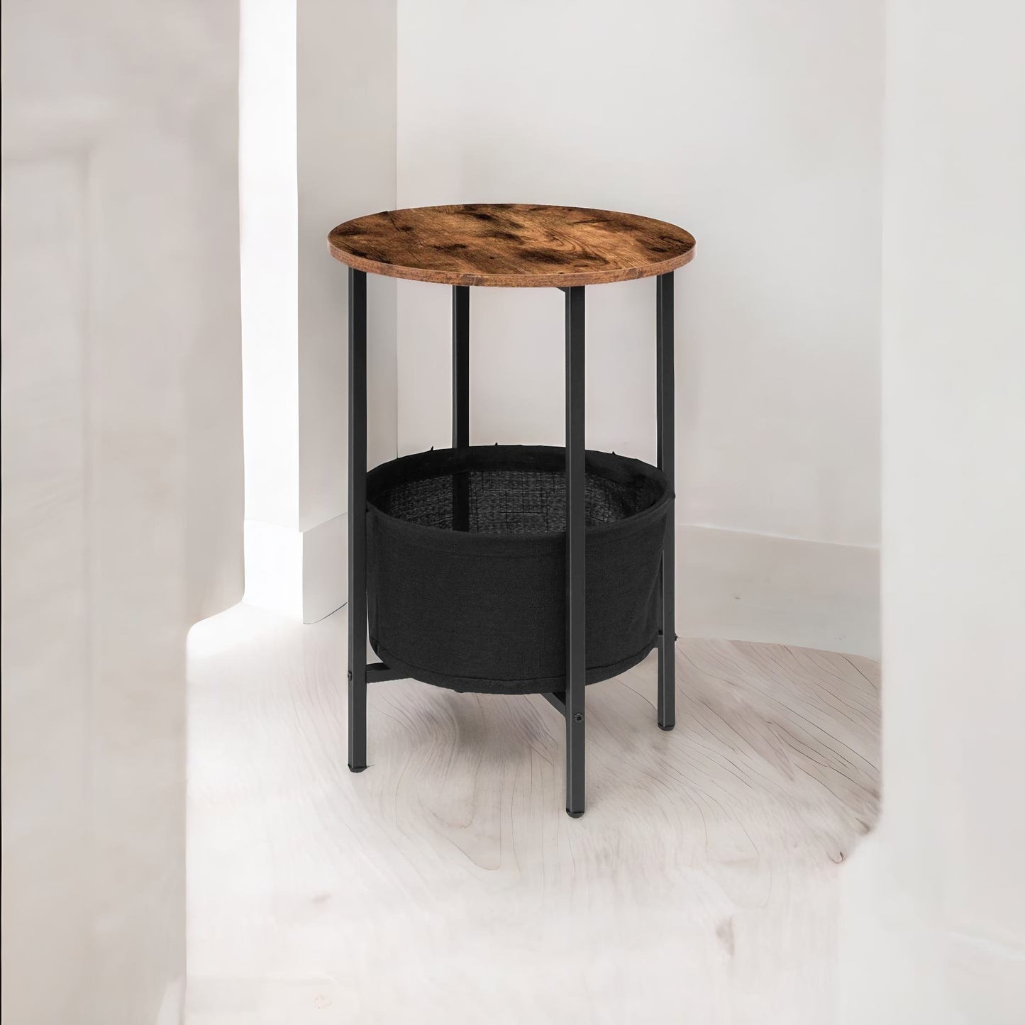 bedside lamp table with removable and washable storage basket - rafaelo mobilia