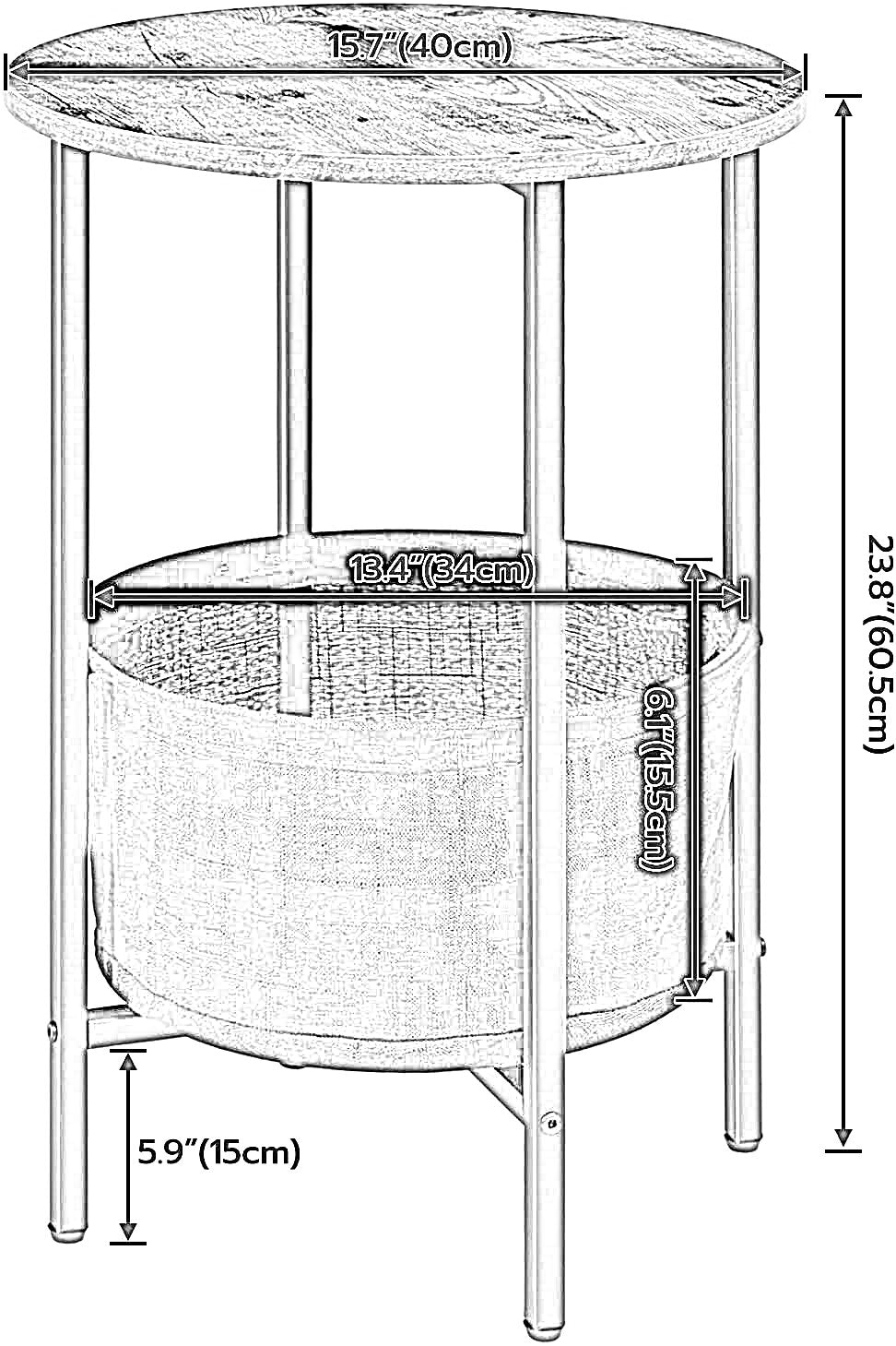 bedside lamp table with removable and washable storage basket - rafaelo mobilia