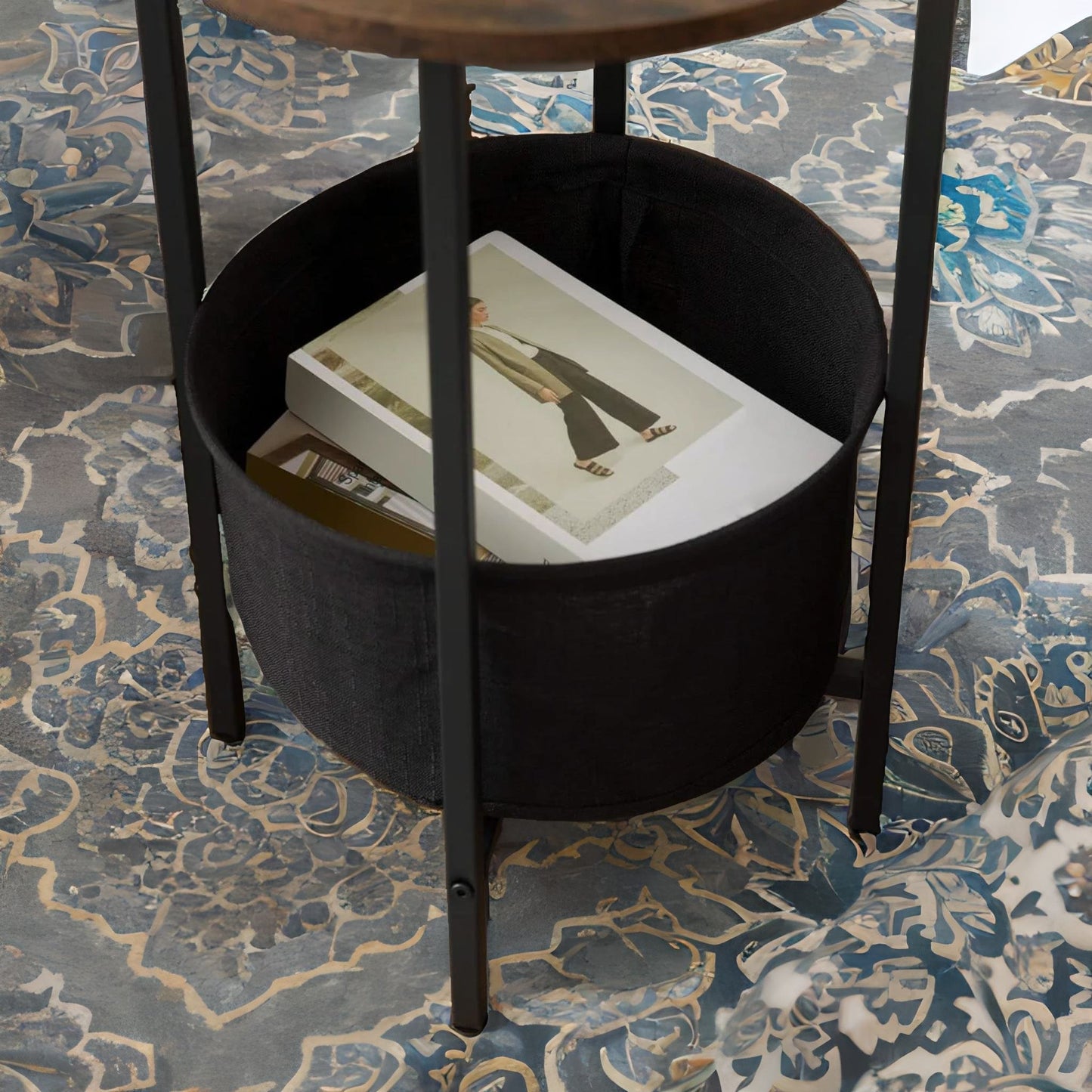 bedside lamp table with removable and washable storage basket - rafaelo mobilia