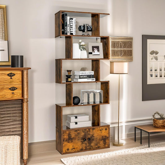 Industrial 5 Compartment Storage Book Shelf Rustic Brown