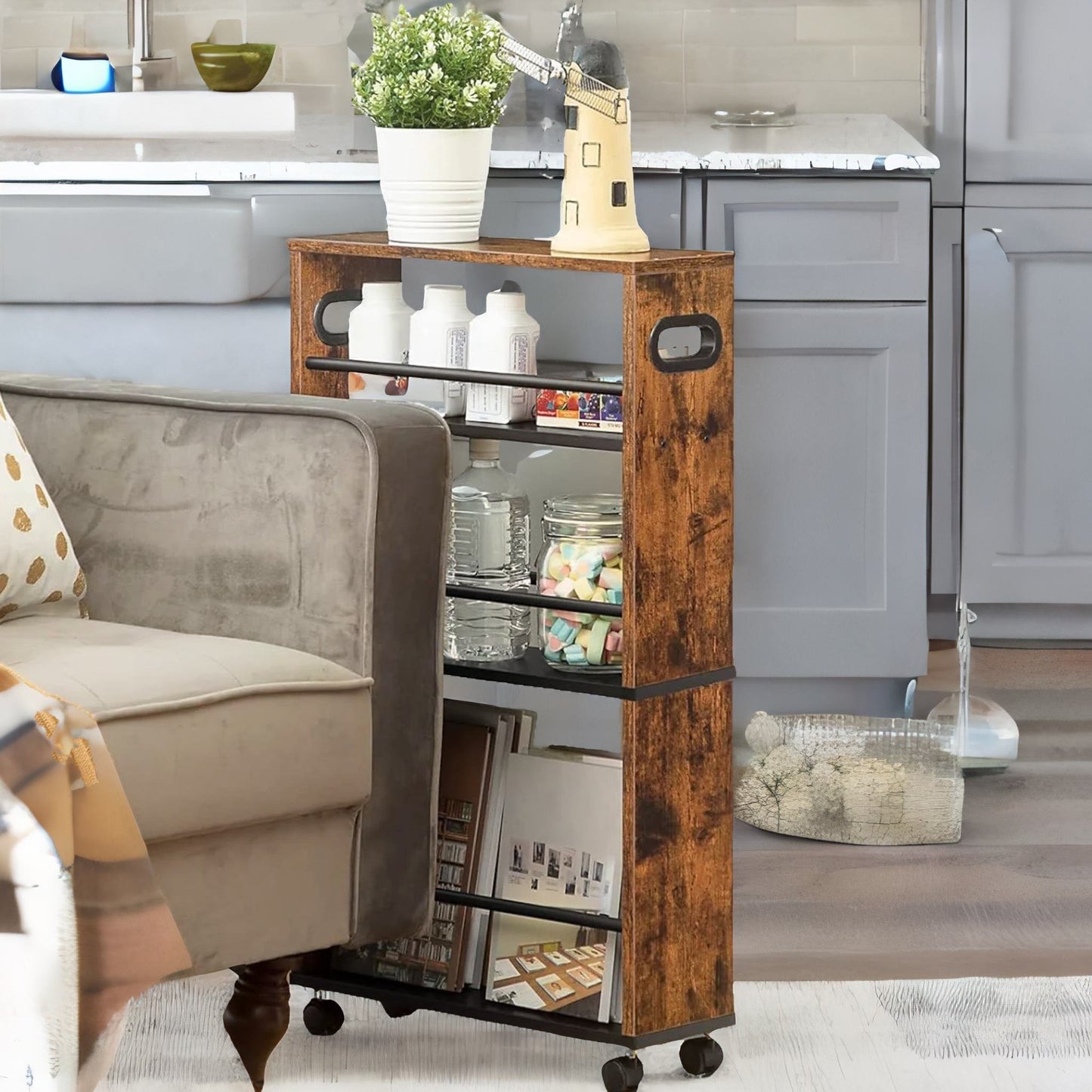 4-tier rolling utility cart with handle