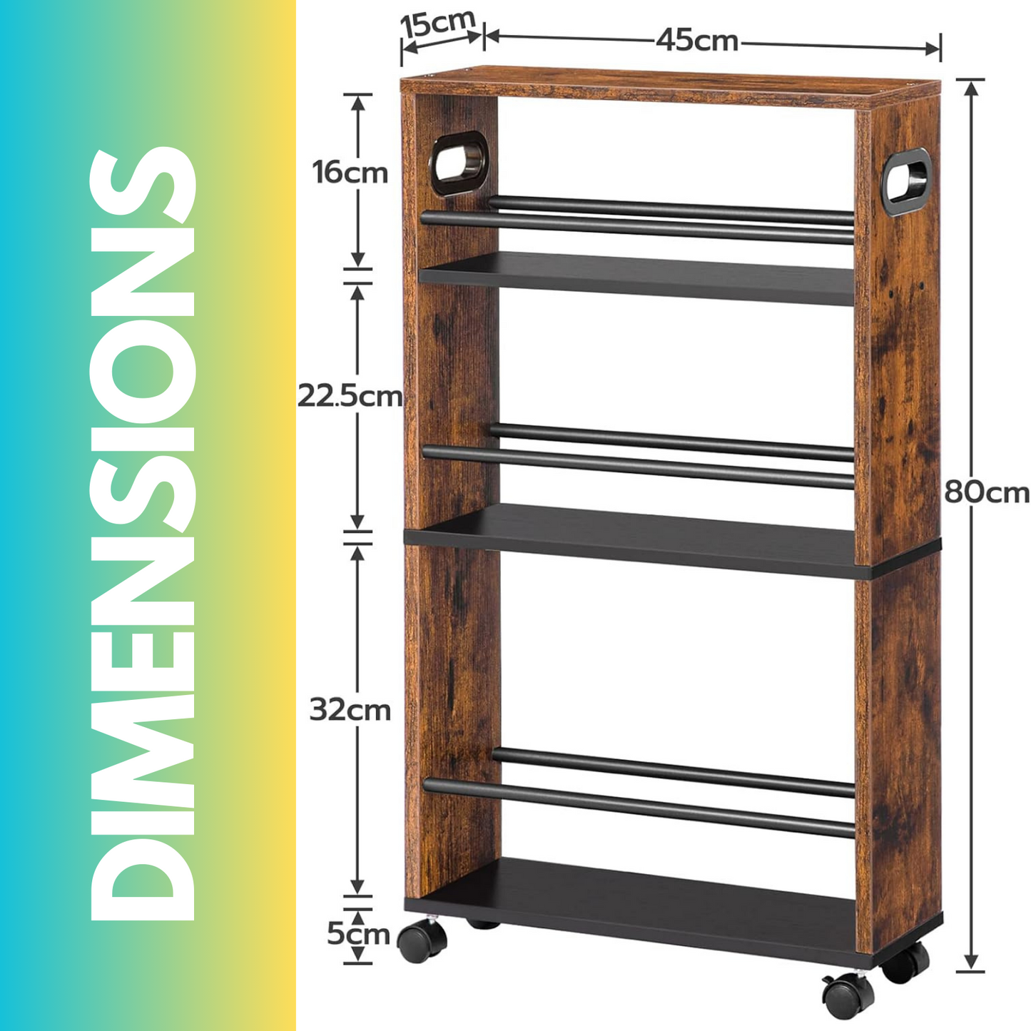4-tier rolling utility cart with handle