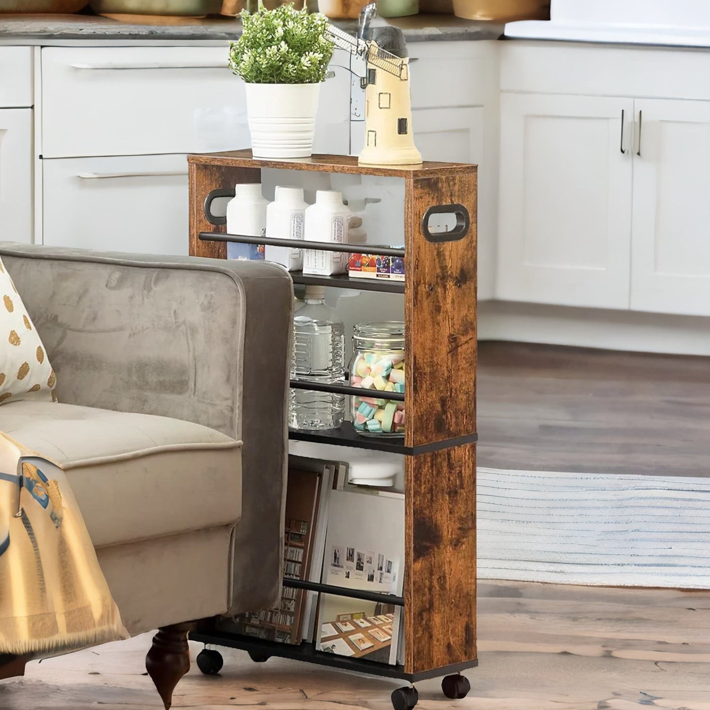4-tier rolling utility cart with handle