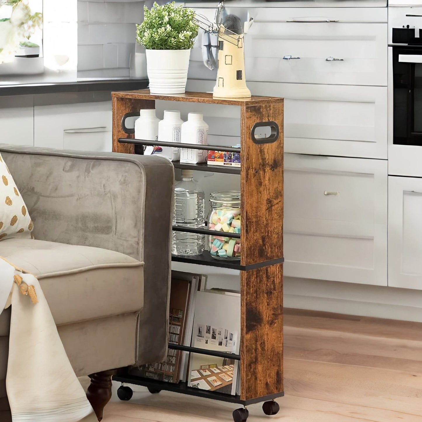 4-tier rolling utility cart with handle