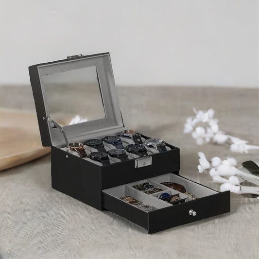 8 Slot Watch Lockable Box Grey