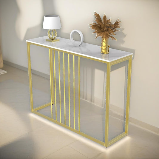 Marble Hallway Console Table White And Gold