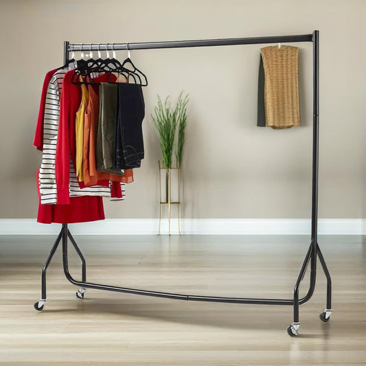 Heavy Duty Metal Clothing Rail Bedroom Furniture Black
