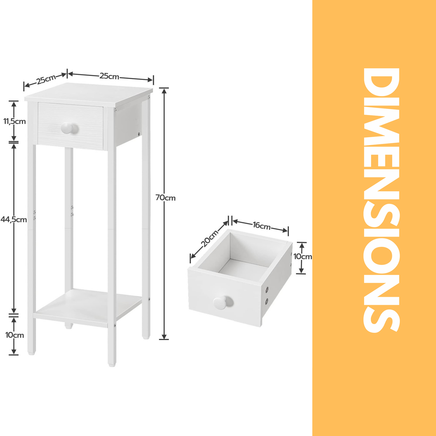 set of 2 tall bedside tables