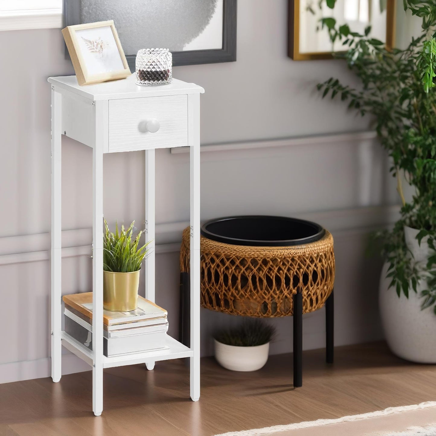 set of 2 tall bedside tables