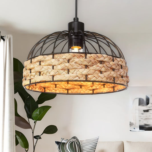 Rope And Metal Ceiling Light Pendant Shade Brown