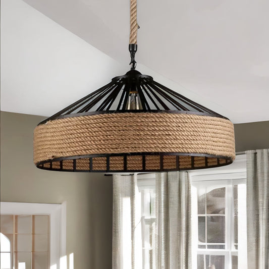 Rustic Hemp Rope Ceiling Light Pendant Shade Brown