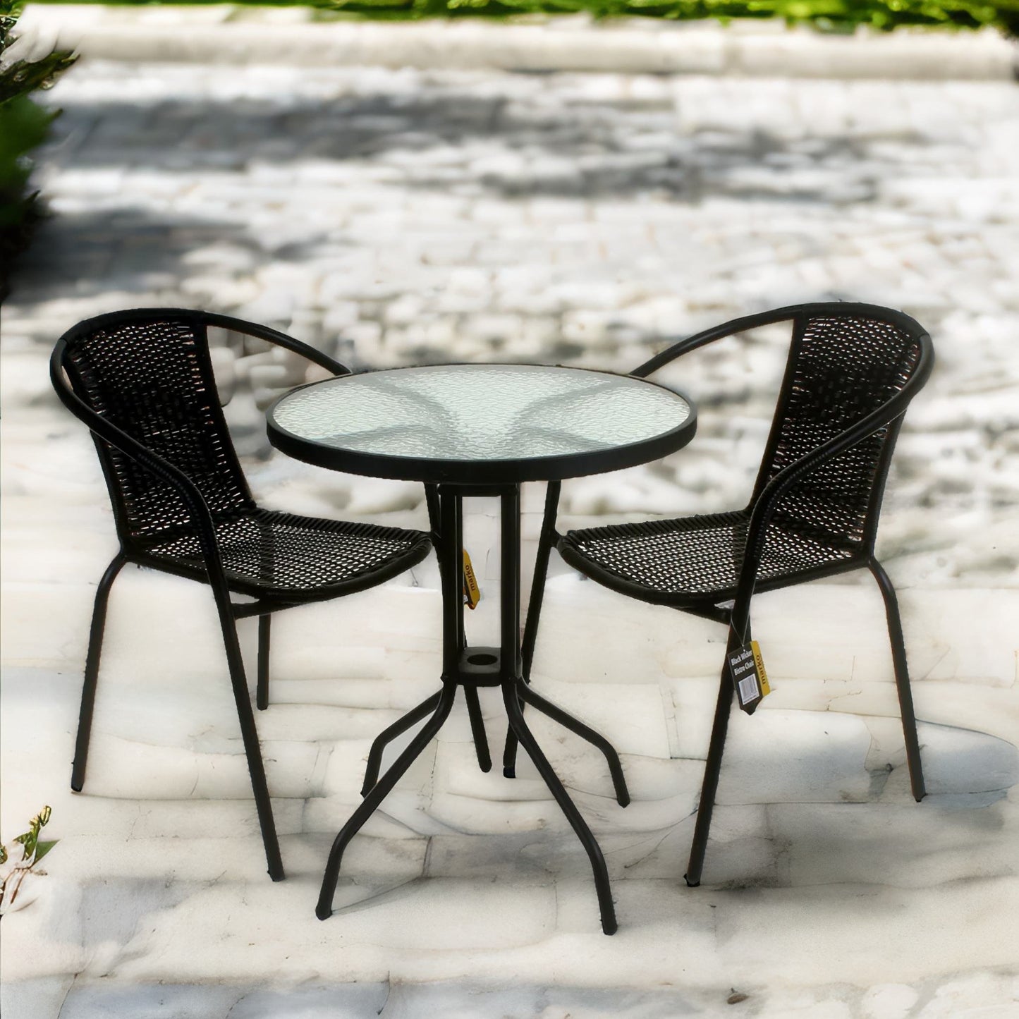 set of 3 wicker bistro table and chair black