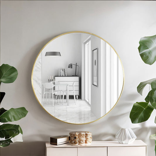 80CM Simple Round Wall Mirror For Bedroom Living Room Gold