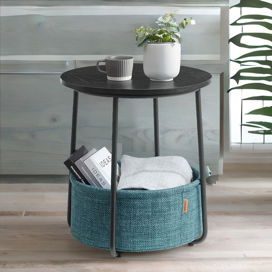 Side Table with Removable and Washable Storage Basket
