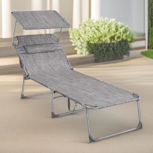Sun Lounger For Garden Folding Deck Chair Greige
