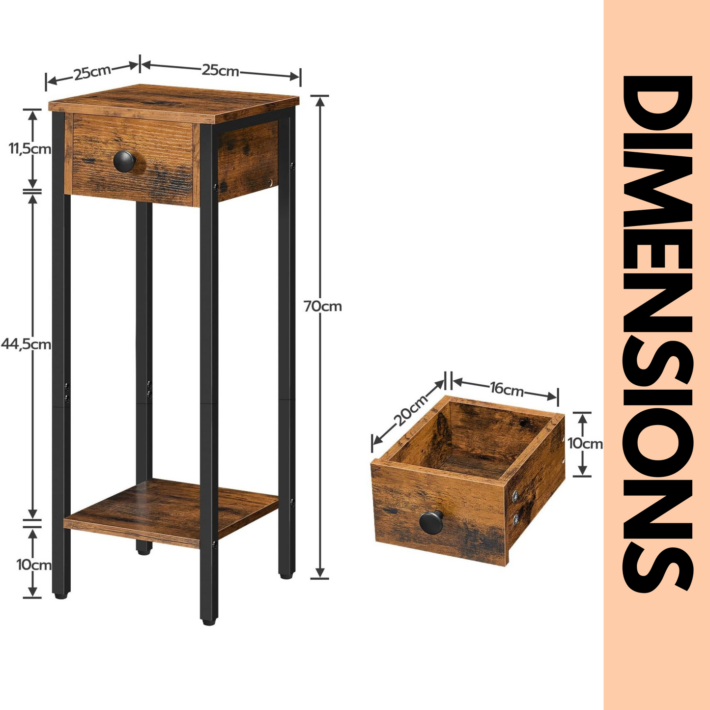 set of 2 slim side tables