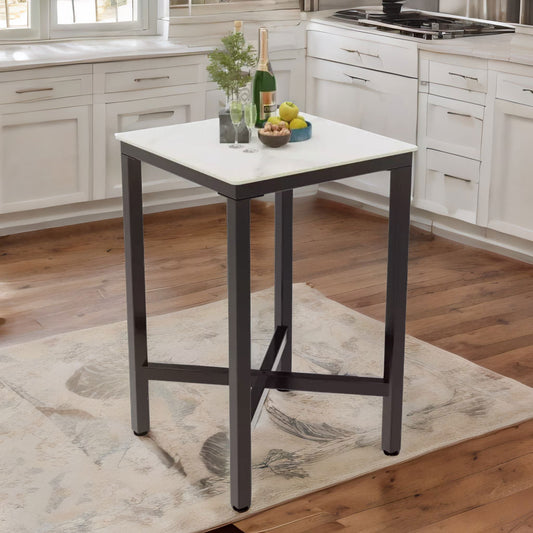 Industrial Tall Square Bar Table White