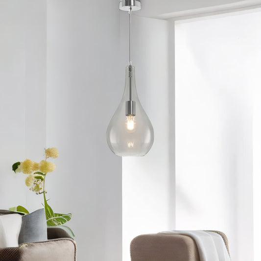 Teardrop Smoked Light Shade Ceiling Pendant Grey