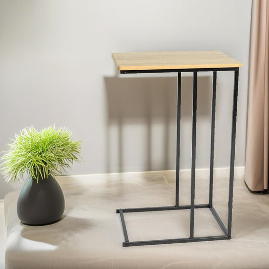 C Shaped Side Table Natural Brown