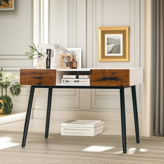 2 Drawer Console Accent Hallway Table Black