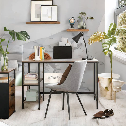 Industrial 120CM Wide Computer Desk With 2 Shelves Greige