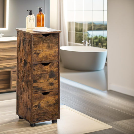 Industrial 3 Drawer Storage Unit Rustic Brown