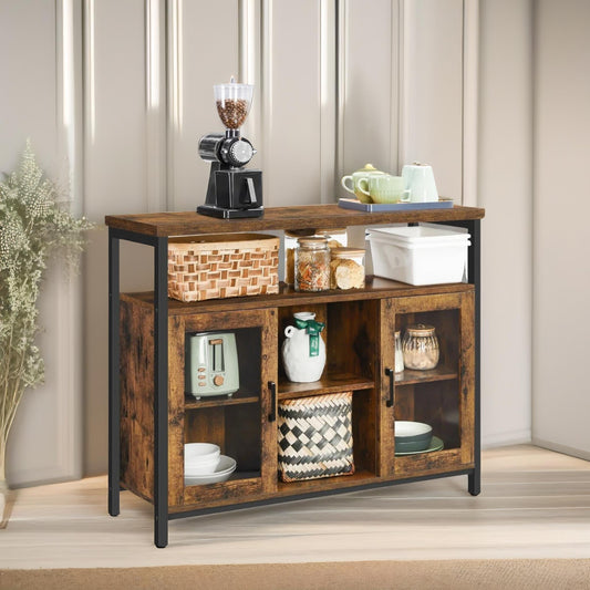 Kitchen Sideboard Buffet Cabinet Industrial Rustic Furniture Brown