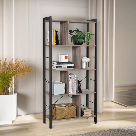 4 Tier Bookcase Display Stand Divider Greige