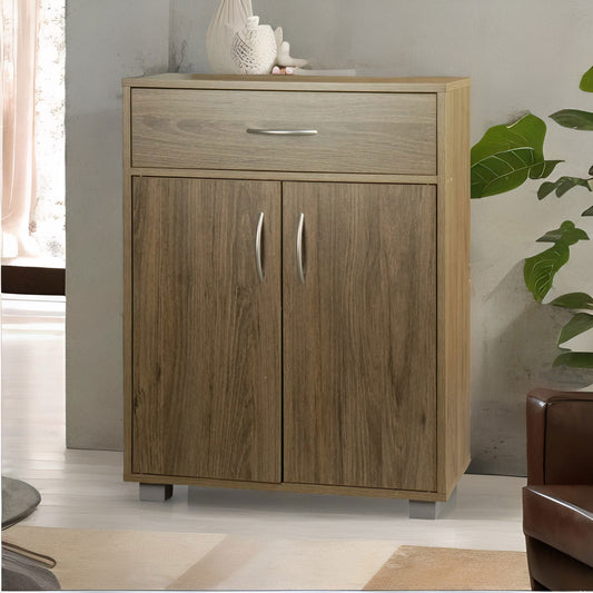 Wooden Storage Cabinet Organiser With Drawer Grey Oak