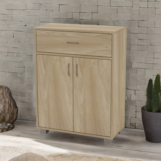 Wooden Storage Cabinet Organiser With Drawer Oak