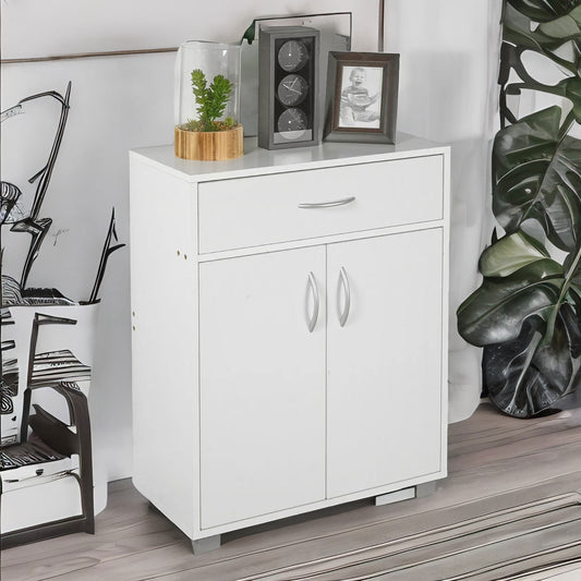 Wooden Storage Cabinet Organiser With Drawer White
