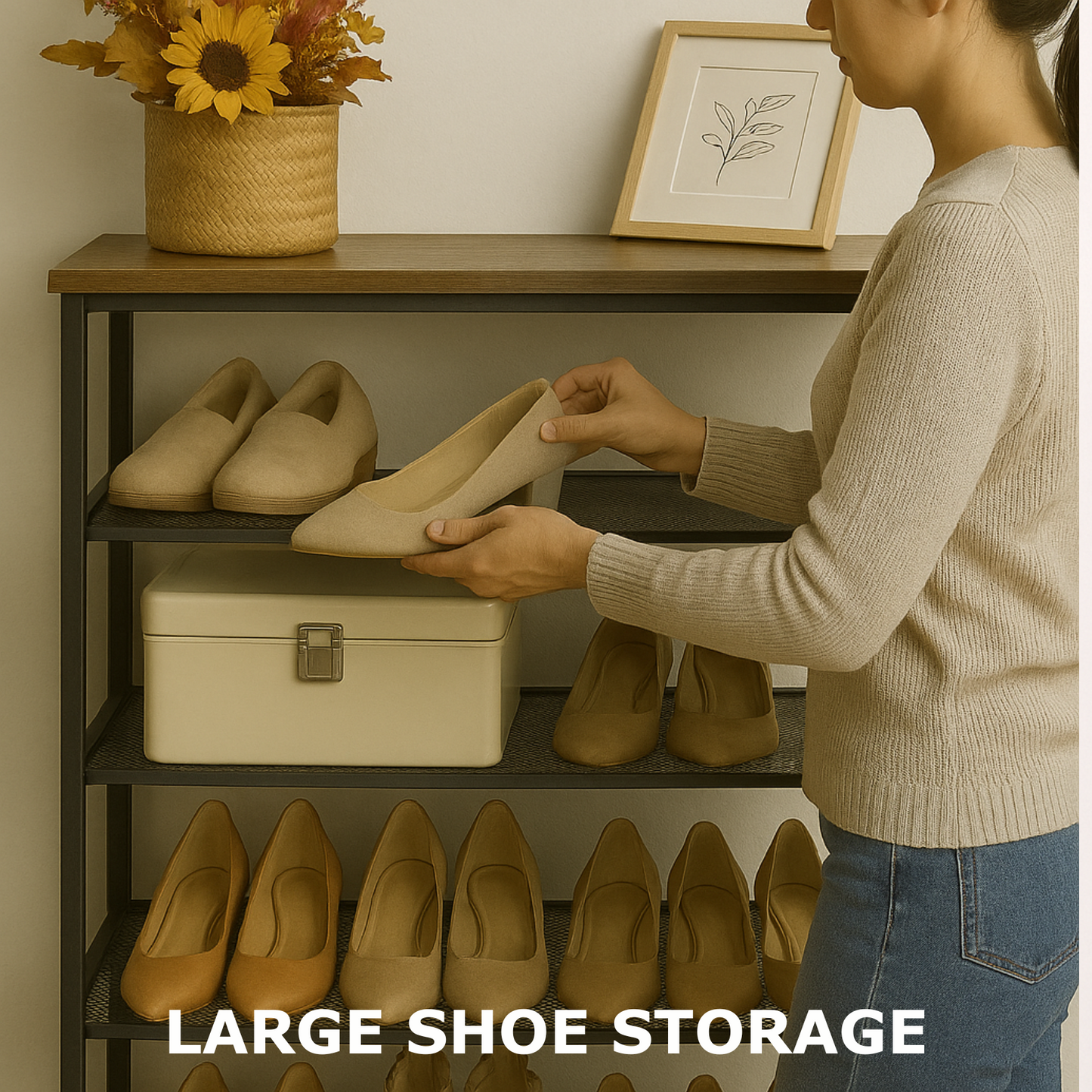 8-tier shoe rack with detachable mesh
