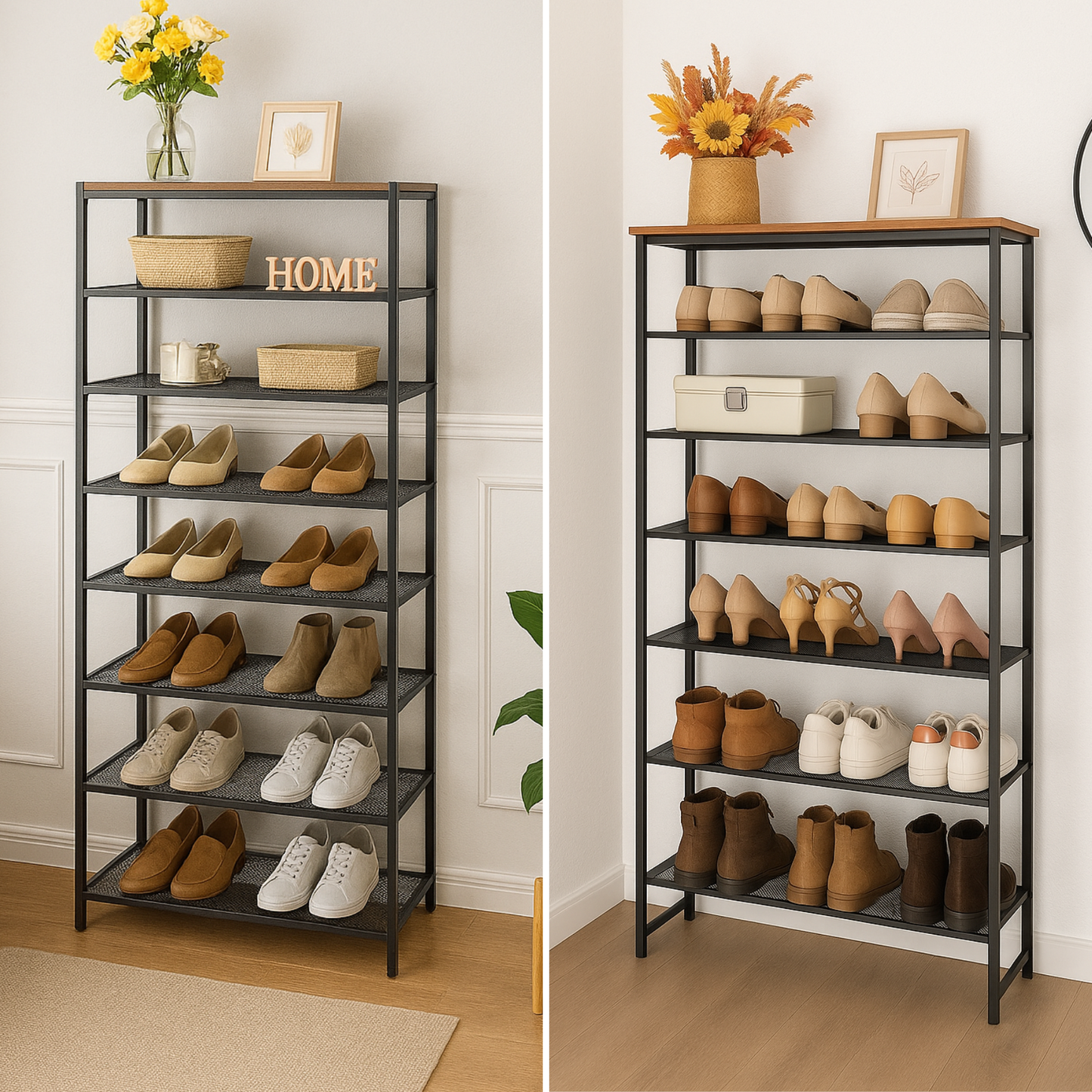 8-tier shoe rack with detachable mesh